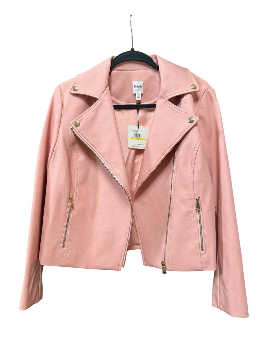 Rafaella Weekend Women's Blush Pink Faux Leather Moto Biker Jacket